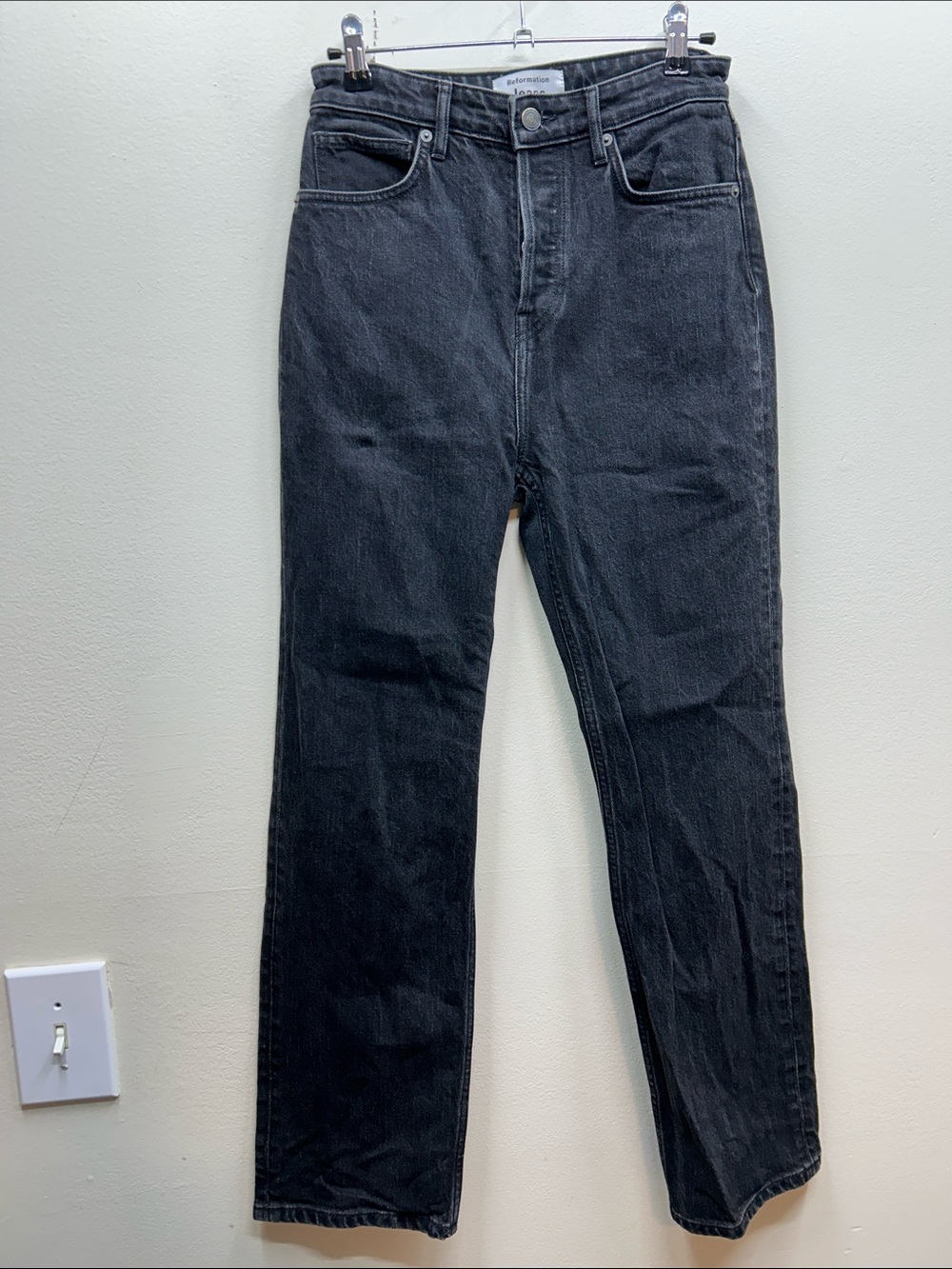 Reformation Washed Black Straight-Leg Jeans